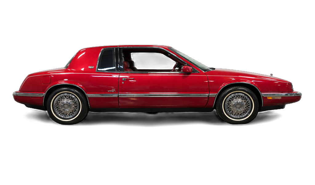 Buick Riviera 1990 color Deep Crimson Red vista lateral recorte fondo transparente
