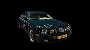 Jag STO 05 clásico moderno basado en Jaguar S-Type vista oblicua frontal color British Racing Green