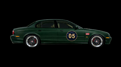 Jag STO 05 clásico moderno basado en Jaguar S-Type vista lateral color british racing green