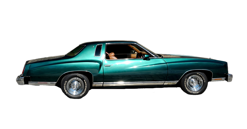 Chevrolet Monte Carlo 1977 color Emerald Green vista exterior lateral fondo transparente