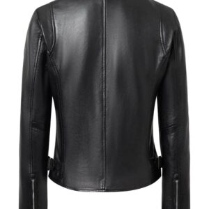 cazadora biker cuero mujer Metal Black parte trasera