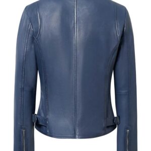 cazadora biker cuero Ecurie Ecossie Blue trasera