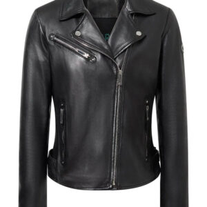 cazadora biker cuero Metal Black delantera