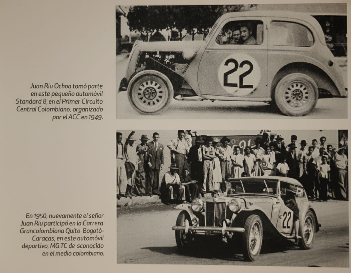 Juan Riu corria en Colombia con vehiculos de las marcas que él representaba e importaba. El Standard Eight en 1949 o el MG TD en 1959 son dos ejemplos. Orleans Classic Cars